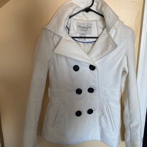 Off- White/ cream pea coat with hood